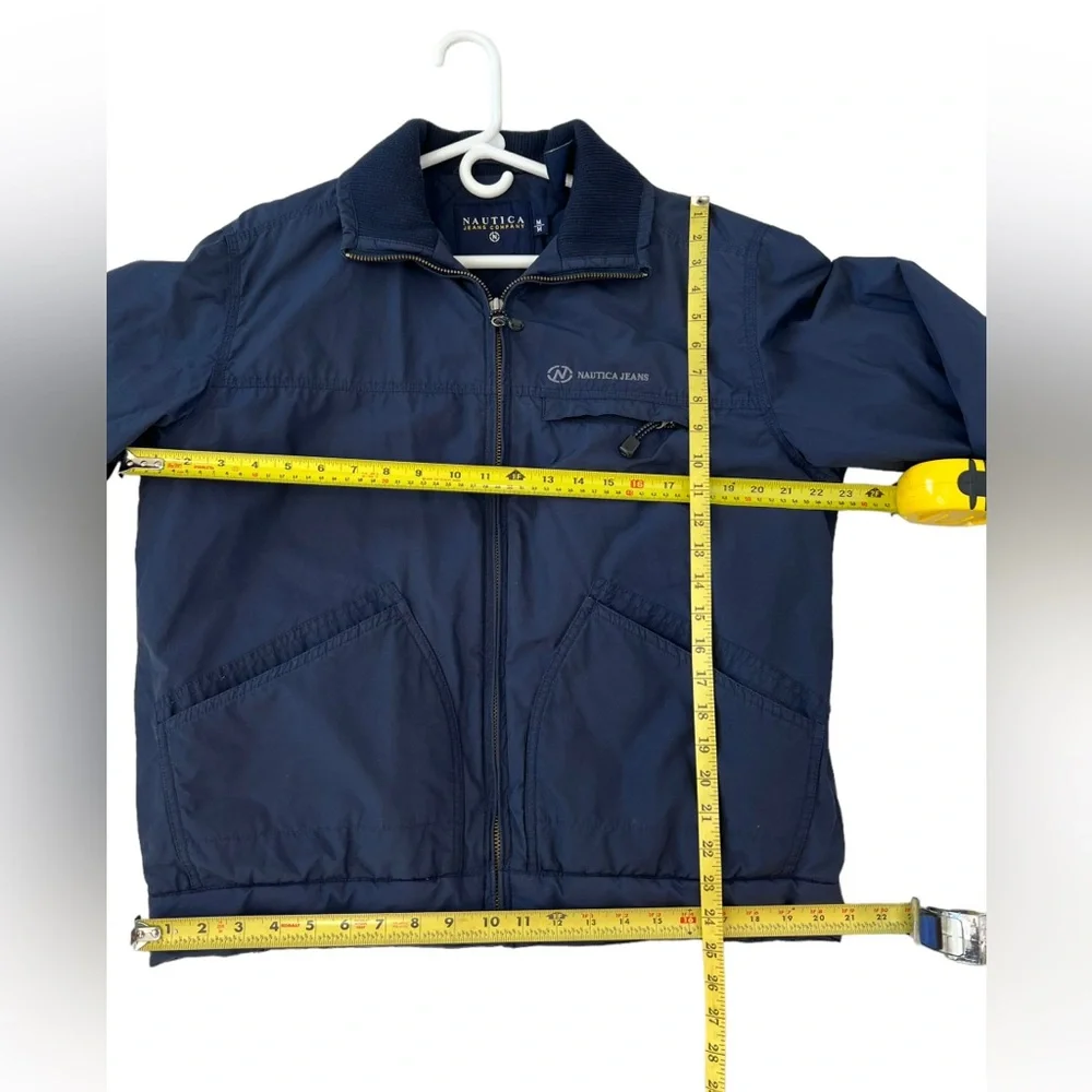 Nautica Jeans Heavy Warm Winter Coat Quilted Lining size Men’s Medium Navy Blue